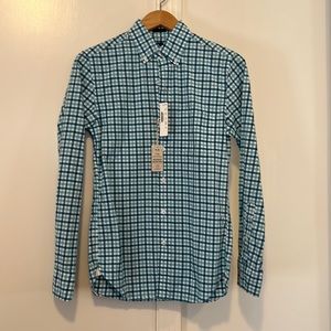 Men’s J Crew slim fit xs blue and white check plaid button down shirt